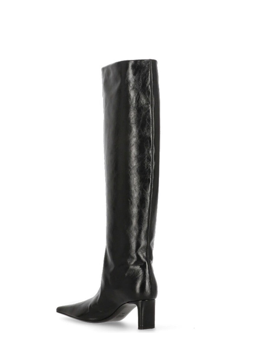 Khaite High-Shaft Leather Boots With Glossy Finish