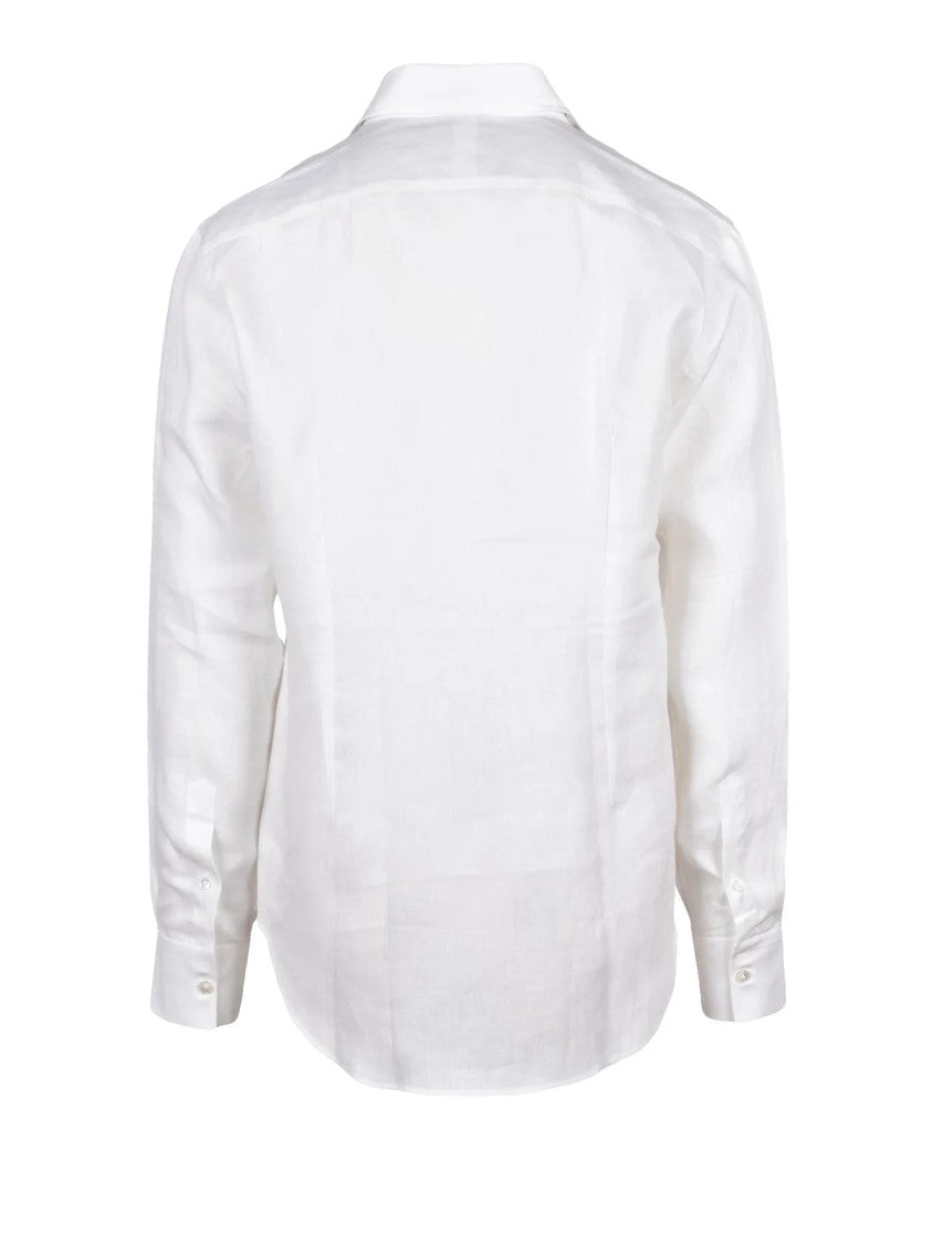 Eleventy White Men Linen Shirt