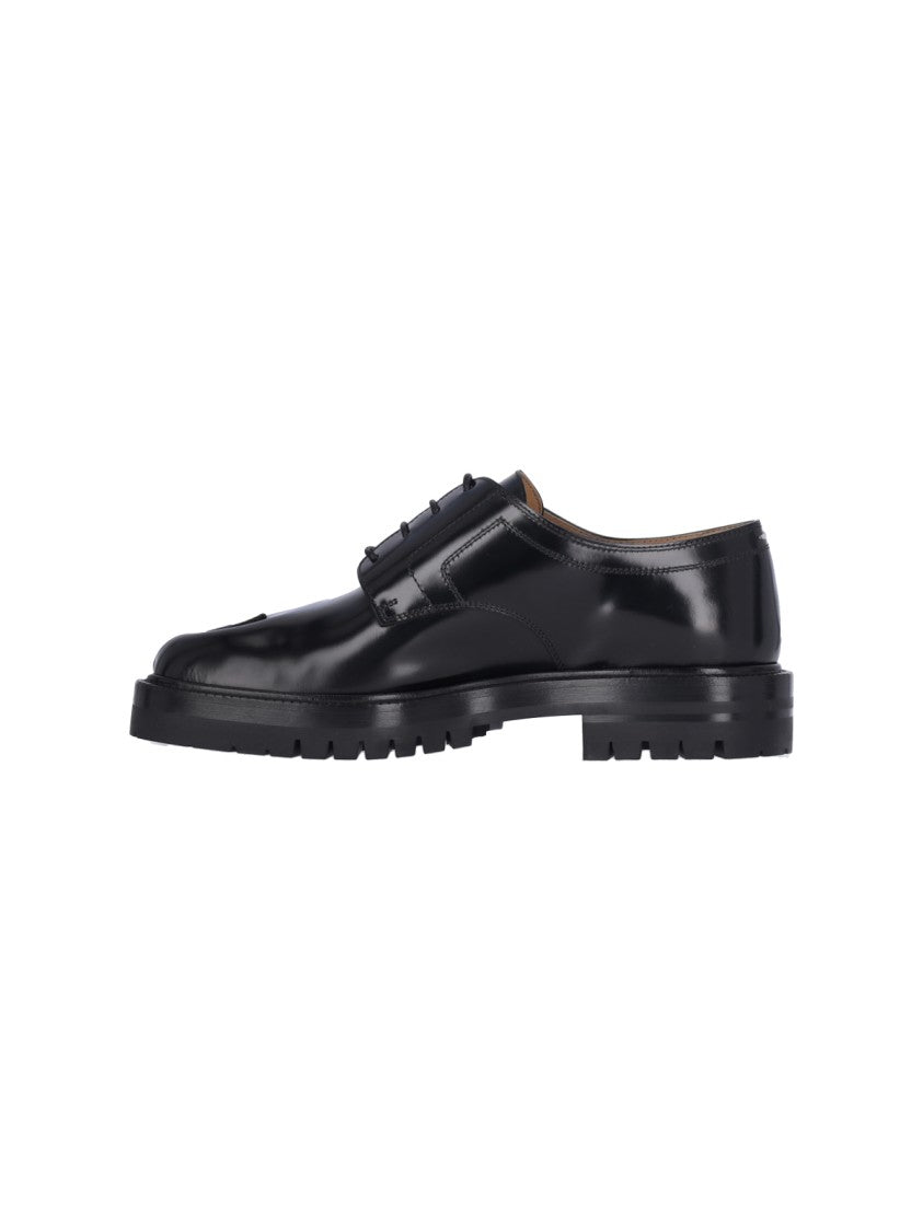 Maison Margiela Black Brushed Leather Tabi Derby Shoes
