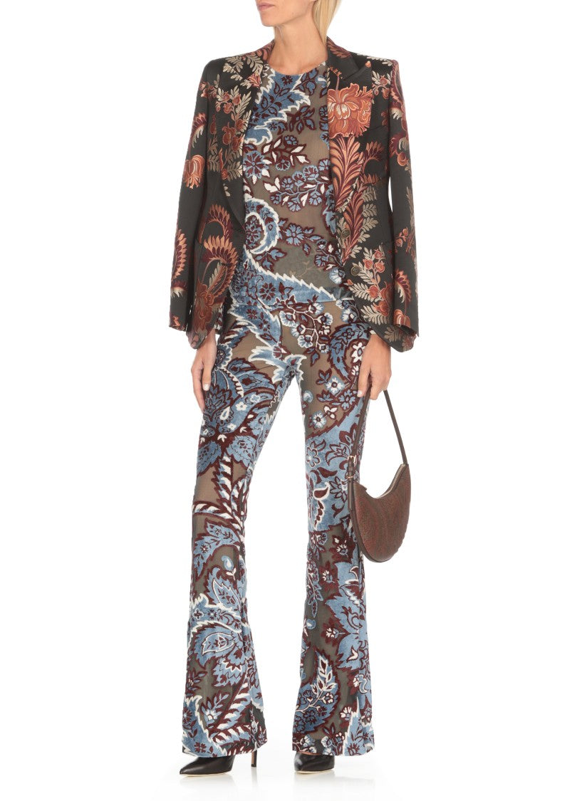 Etro Crescent-Shaped Brown Paisley Jacquard Handbag