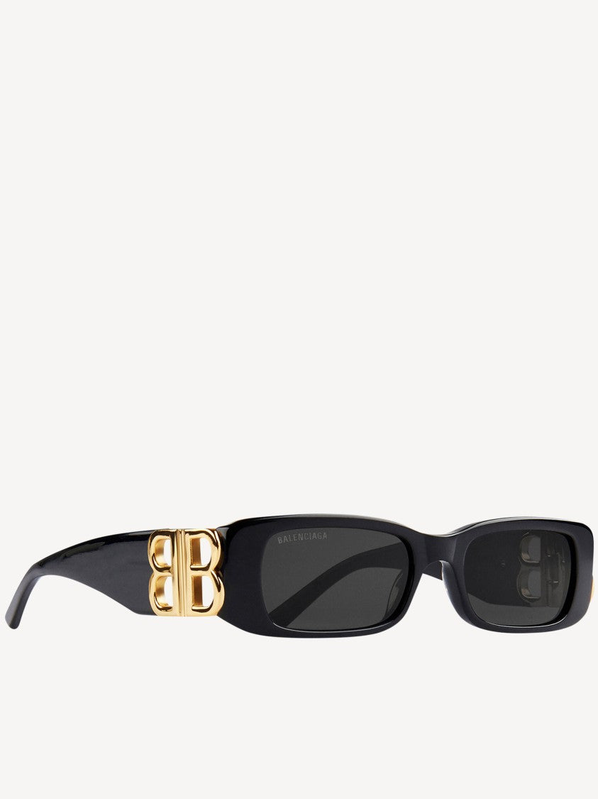 Balenciaga Black Dynasty Rectangle Logo Sunglasses