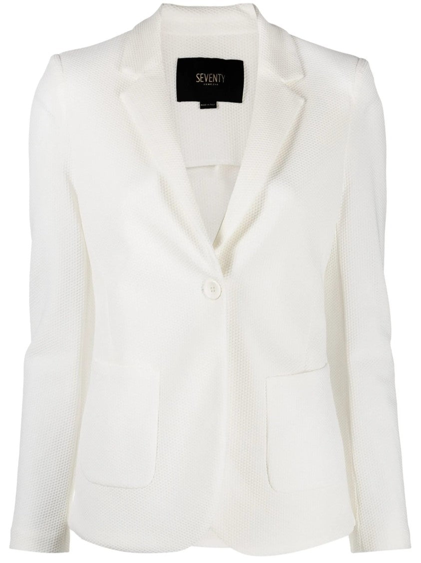 Seventy Venezia Black Textured Finish Minimalist Blazer