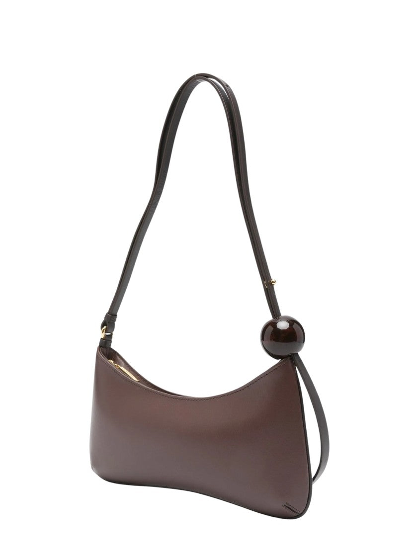 Jacquemus Sculpted Shoulder Bag With Curved Silhouette And Elegant Bead Accents