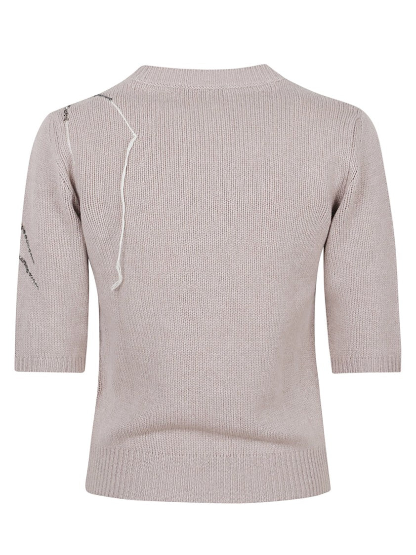 Fabiana Filippi Diamond Cashmere Knit Short-Sleeve Top