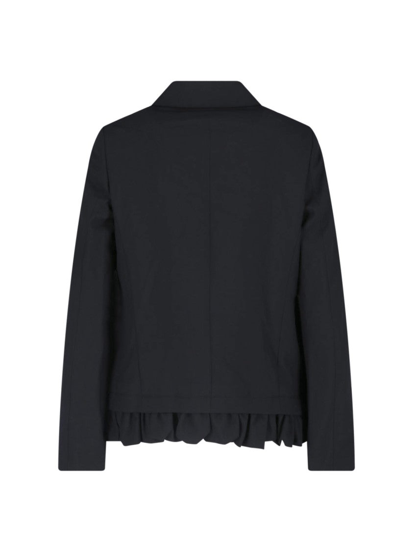 Comme Des Garçons Black Ruffled Trim Rounded Collar Jacket