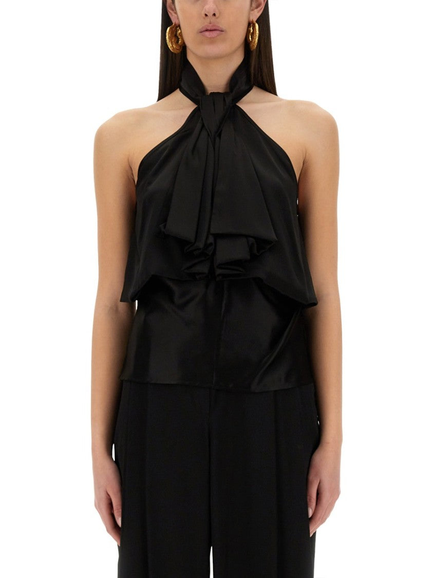 Nina Ricci Flowing Black Top With Bow Detail