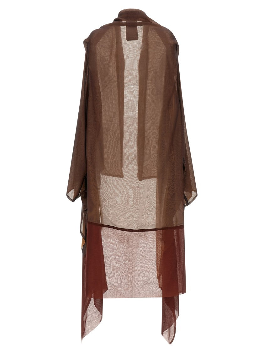 Alberta Ferretti Silk Chiffon Cardigan With Asymmetrical Hem And Shawl Collar