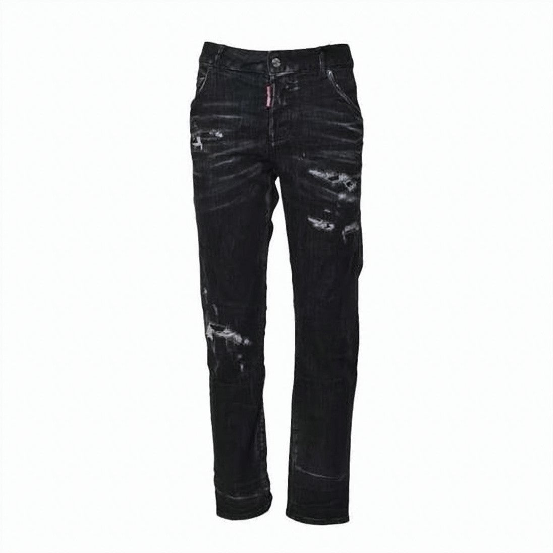 Dsquared2 Distressed Black Slim-Fit Denim Pants
