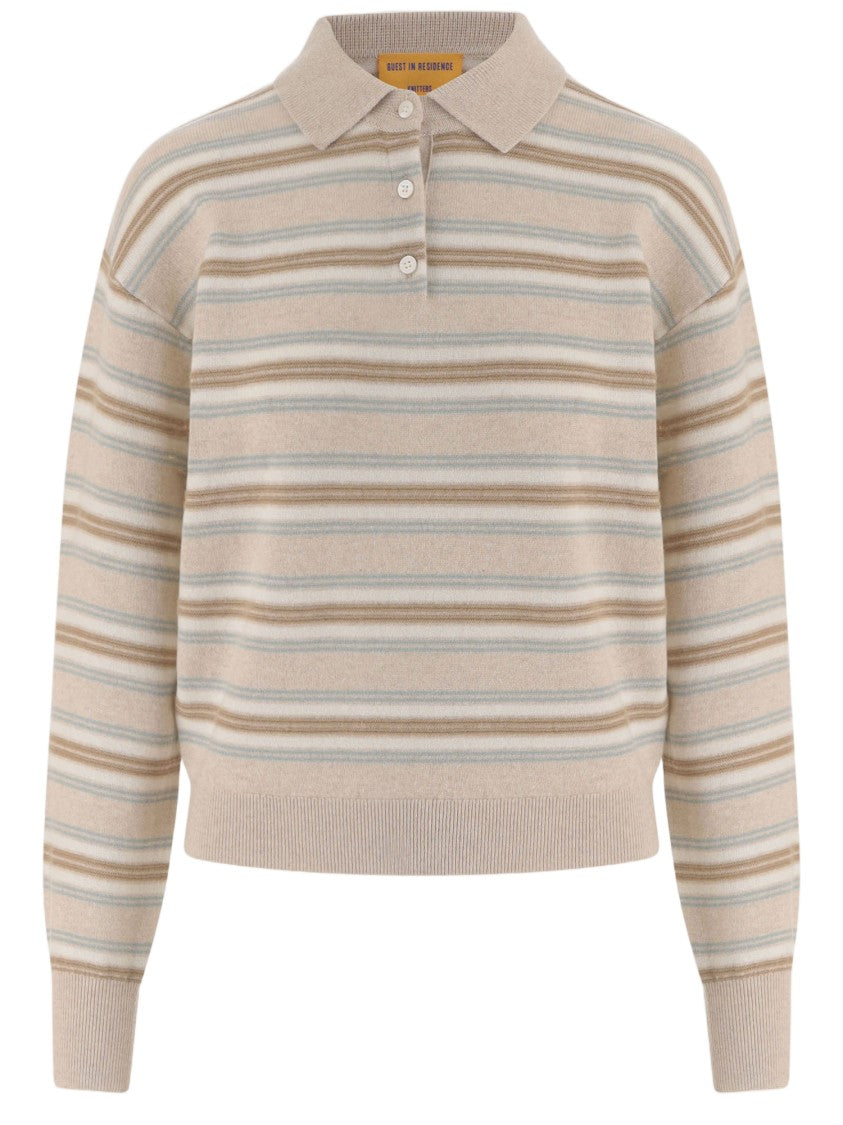 Guest In Residence Multicolor Striped Cashmere Polo Sweater
