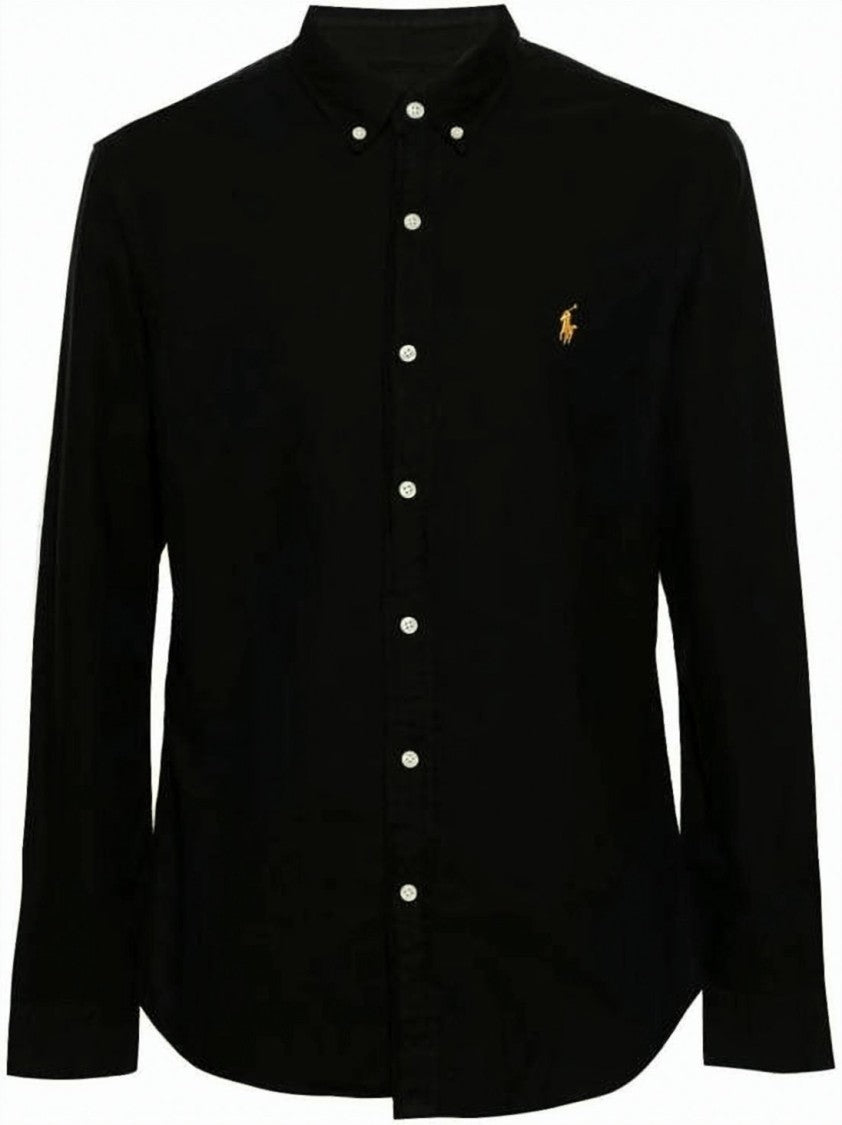 Polo Ralph Lauren Mandarin Collar Long-Sleeve Shirt With Embroidered Logo