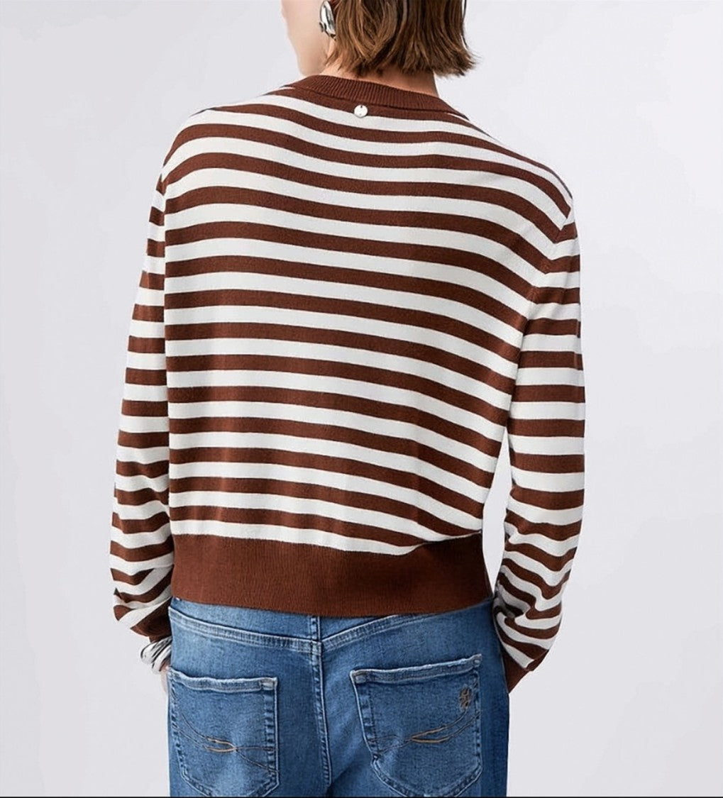 Liu Jo Striped Twill Insert Knitwear Cardigan