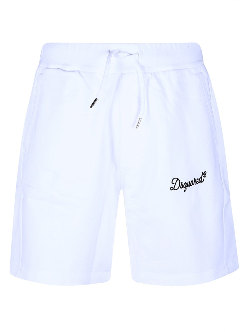 Dsquared2 White Cotton Logo Shorts