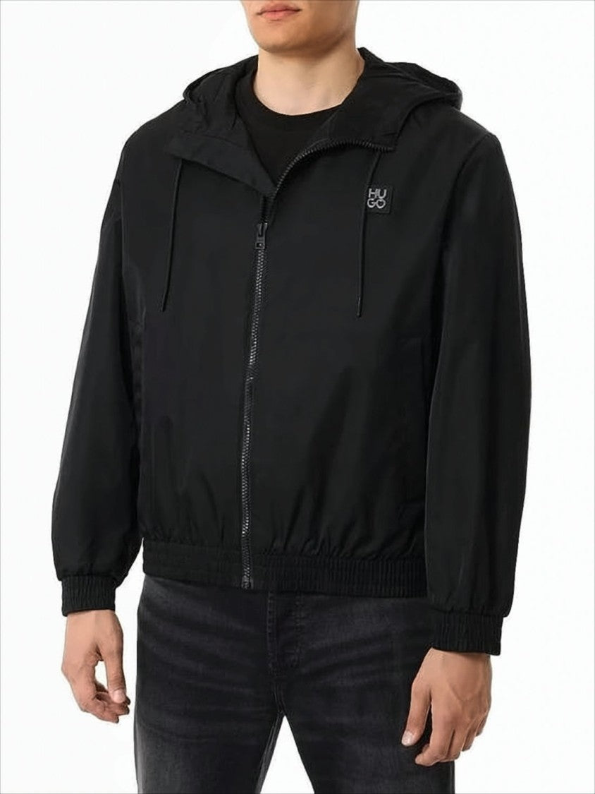 Hugo Boss Black Jacket With Zip-Up Front And Hood