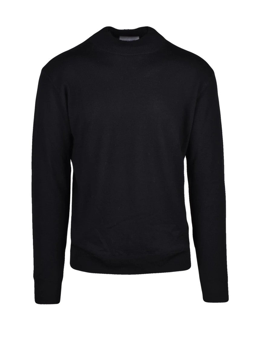 Dressism. High-Neck Black Turtleneck Sweater In Extrafine Merino Wool