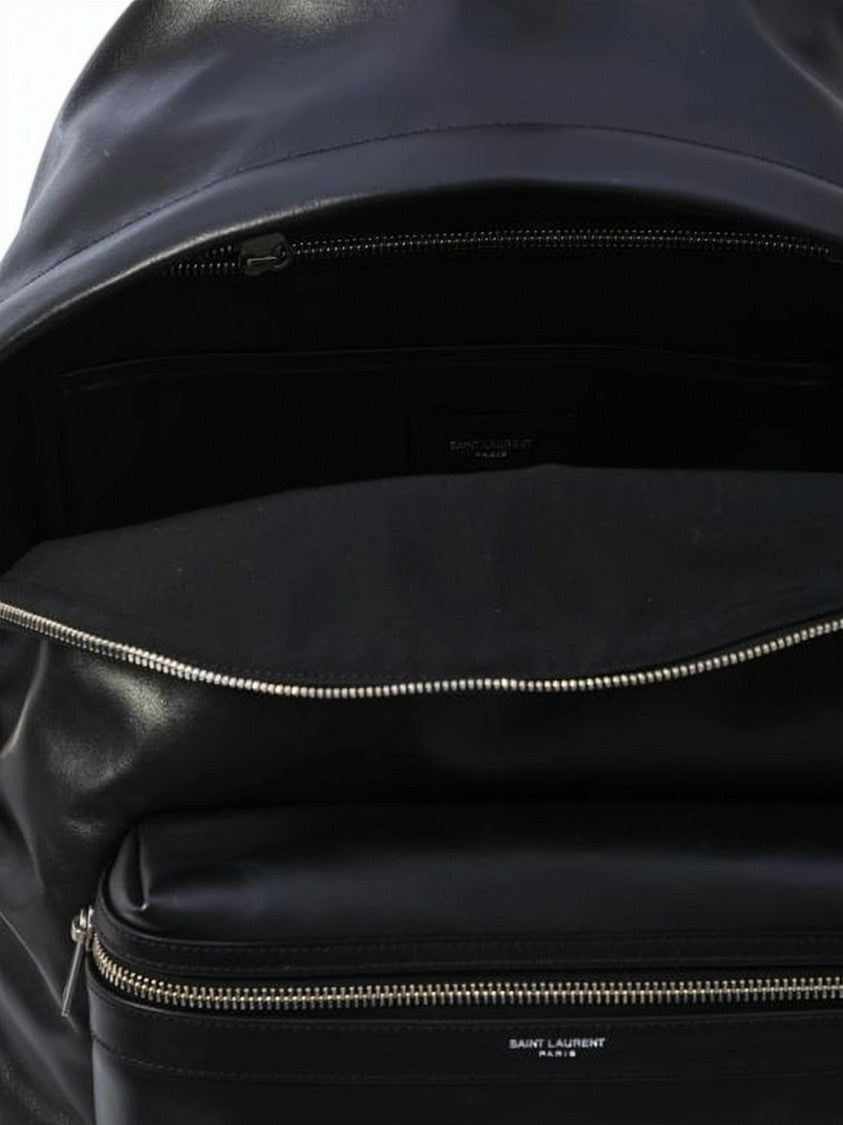 Saint Laurent Calf Leather City Classic Logo Backpack