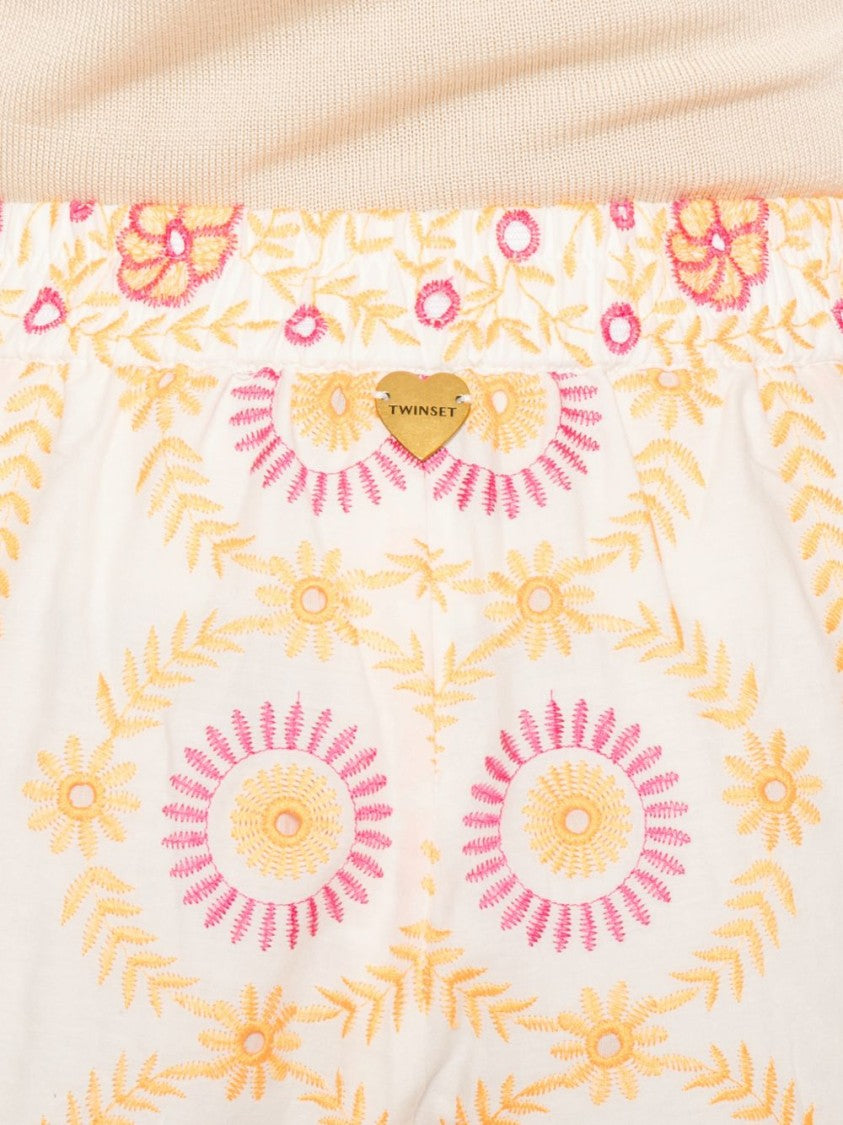 Twinset U&B White Floral Embroidered Shorts
