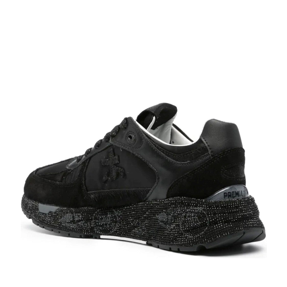 Premiata Black Mased Leather Textured Sole Sneakers