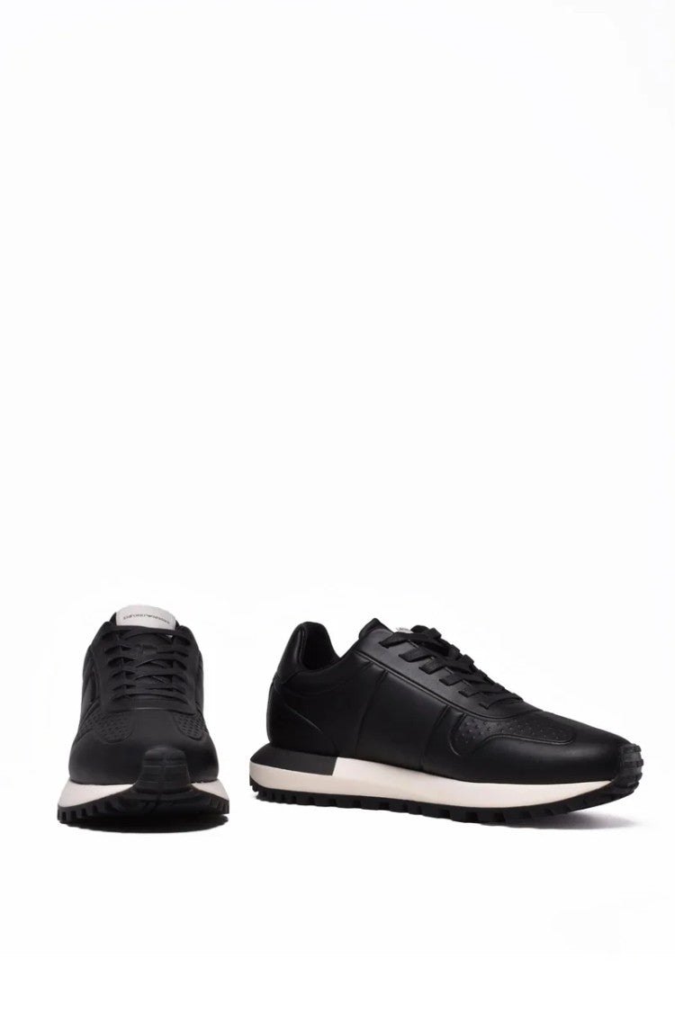 Emporio Armani Leather Sneakers - Black