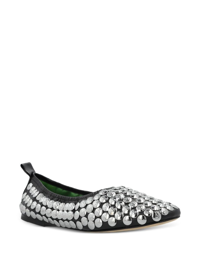 Tory Burch Round Toe Flat Shoes With Metallic Stud Accents
