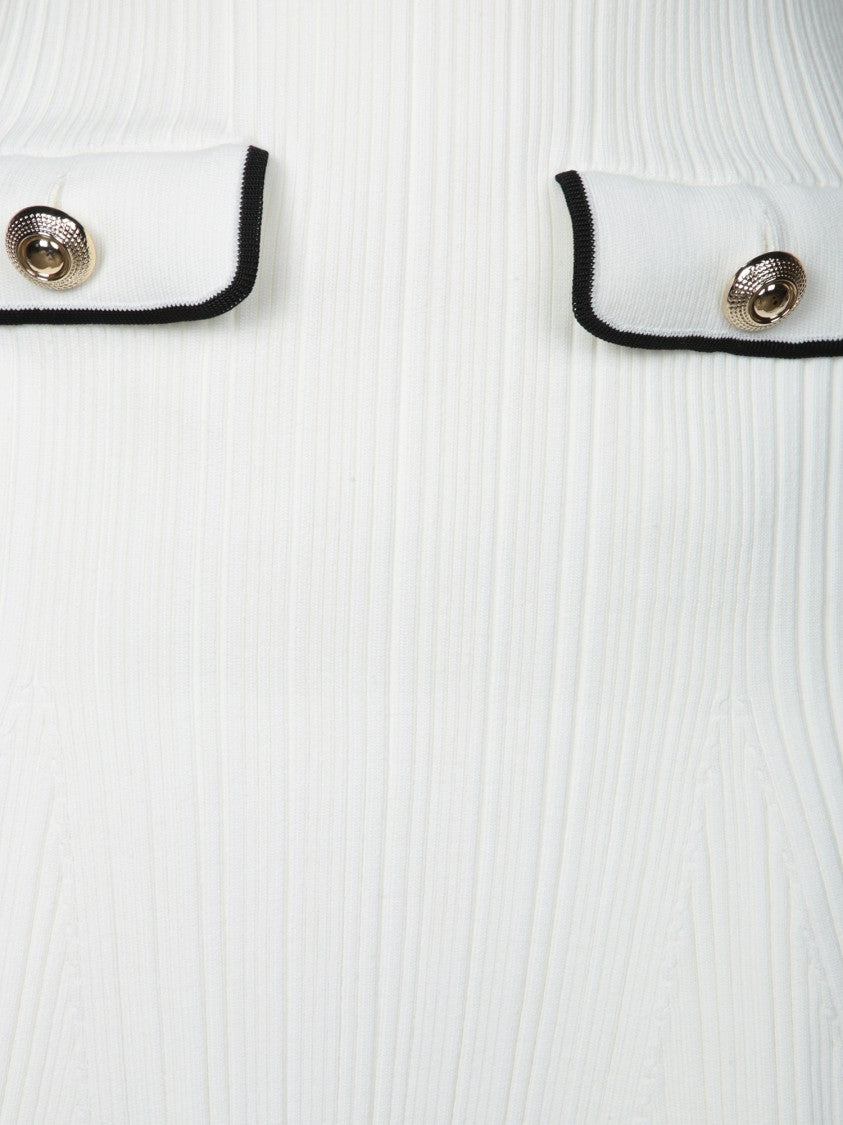 Self-Portrait Fitted White Dress With Flared Skirt