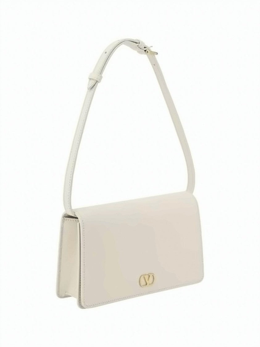 Valentino Garavani Structured White Calf Leather Shoulder Bag