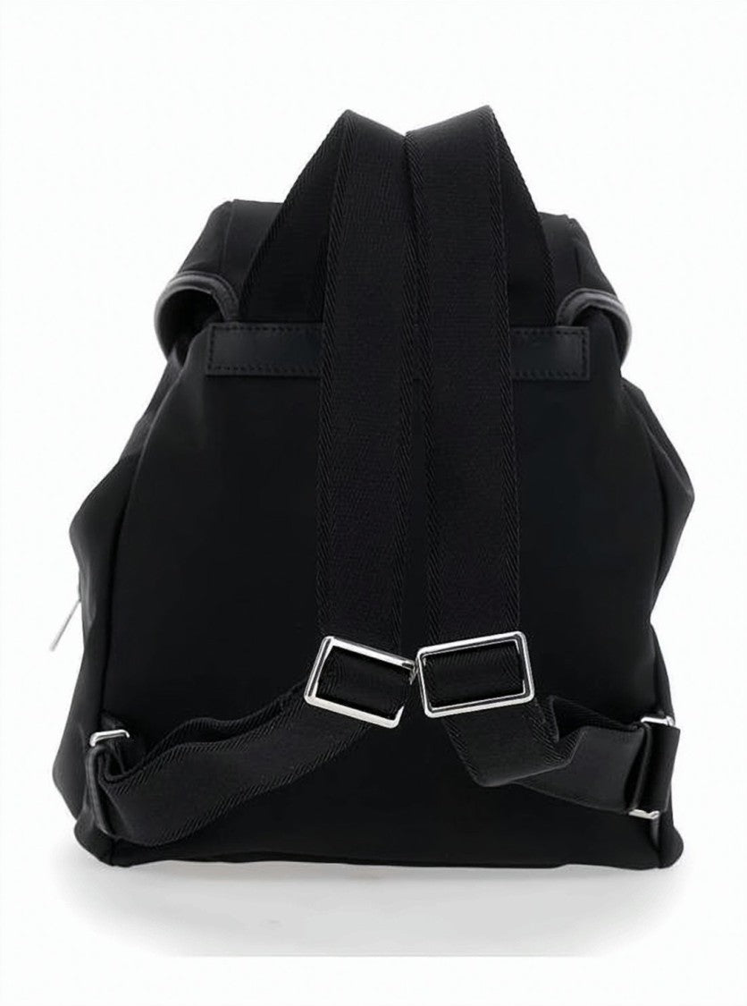Moncler Structured Black Backpack With Metallic Buckle