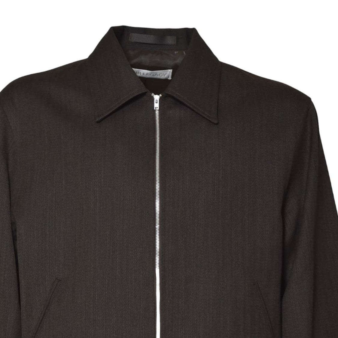 Our Legacy Cropped Minimalist Jacket With Pointed Collar And Zippered Closure