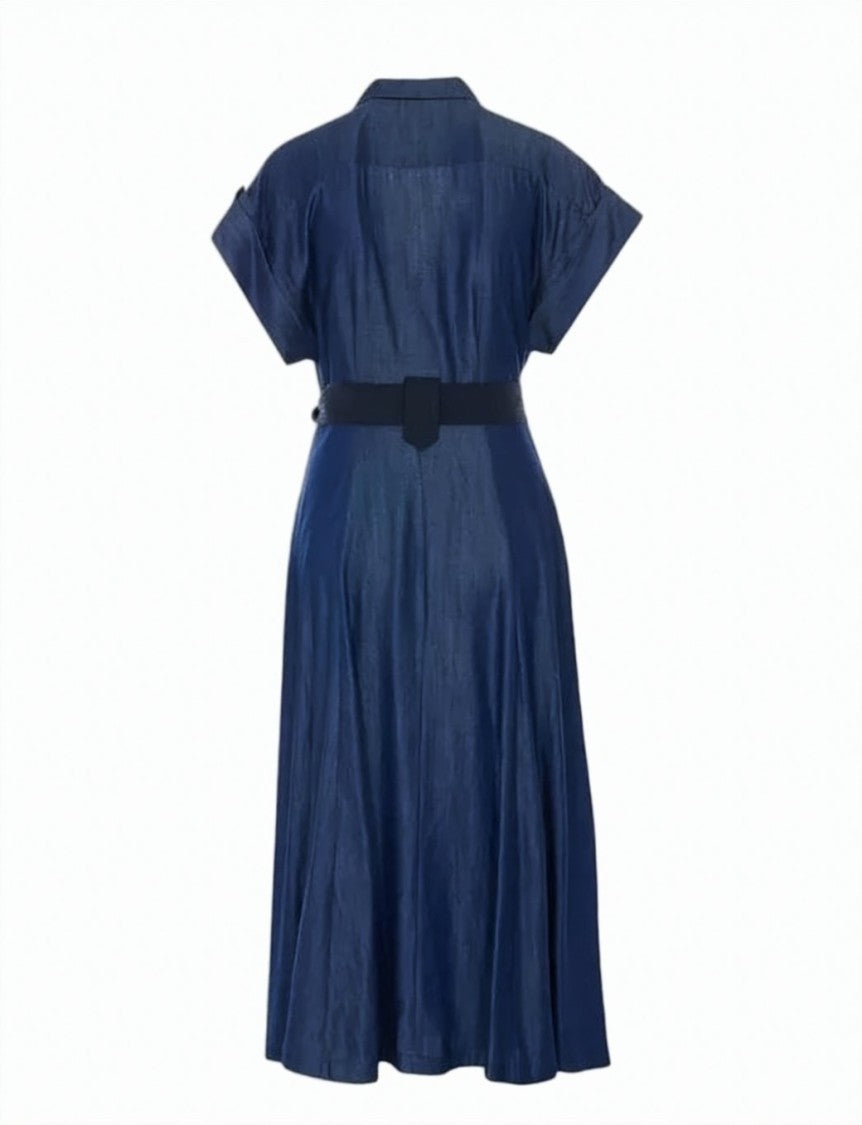 Liu Jo Denim Effect Belted Shirt Dress
