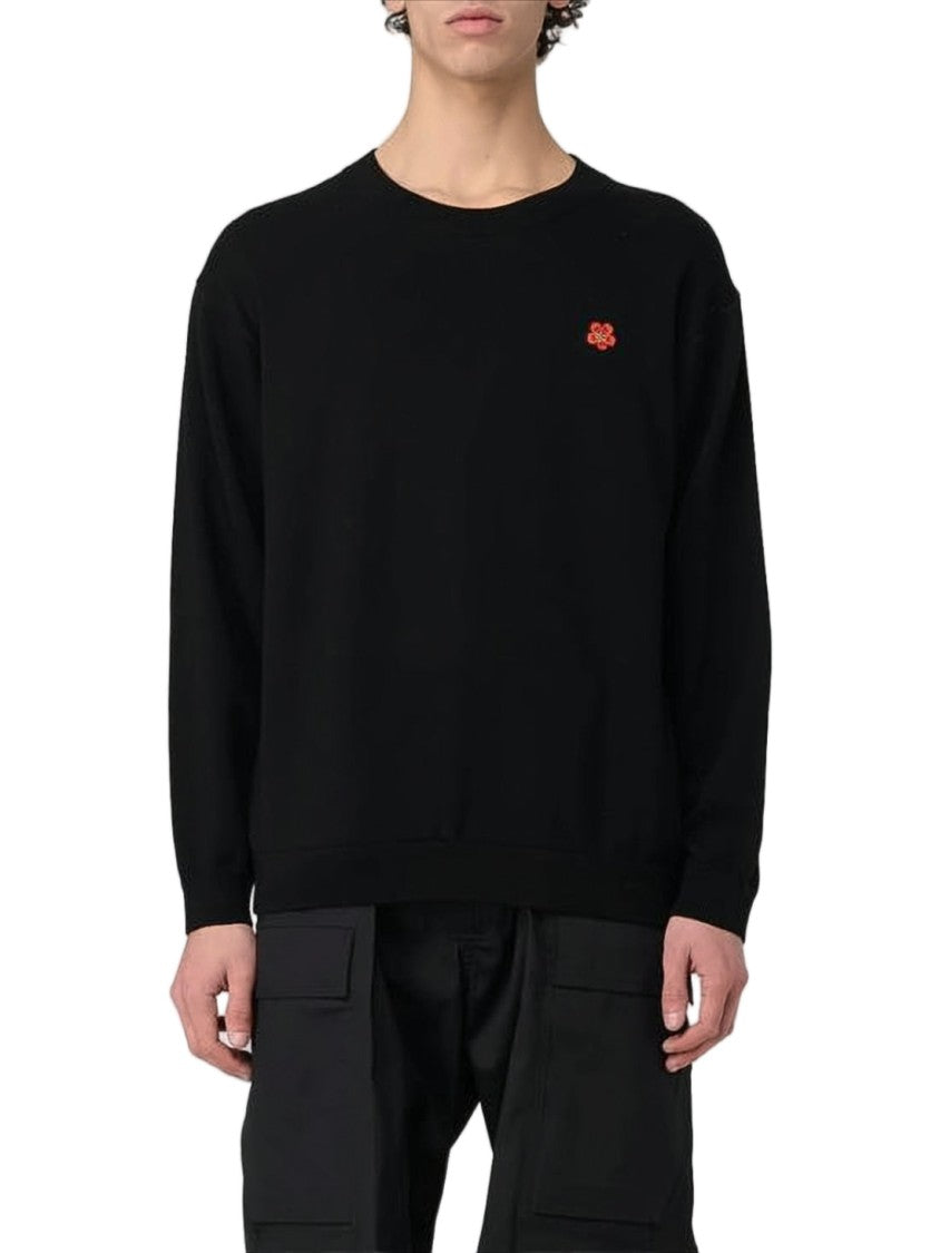 Kenzo Classic Crew Neck Wool Sweater With Embroidered Detail