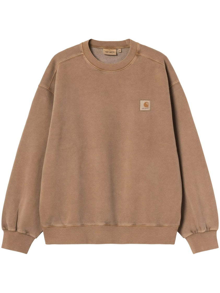 Carhartt Wip Relaxed-Fit Brown Sweatshirt With Ribbed Cuffs And Minimalist Logo