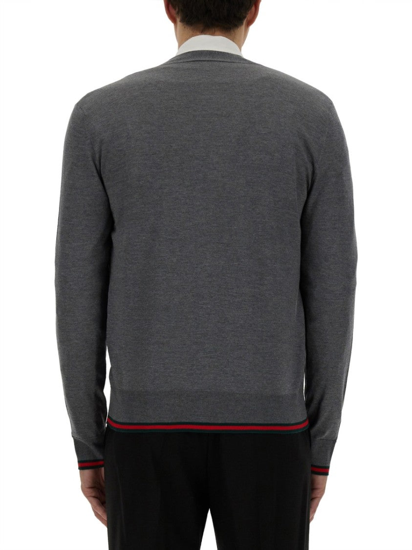 Gucci Web Pattern Cardigan With Classic Button Closure