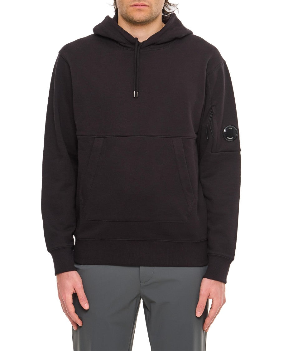 C.P. Company Black Hoodie With Logo Lens