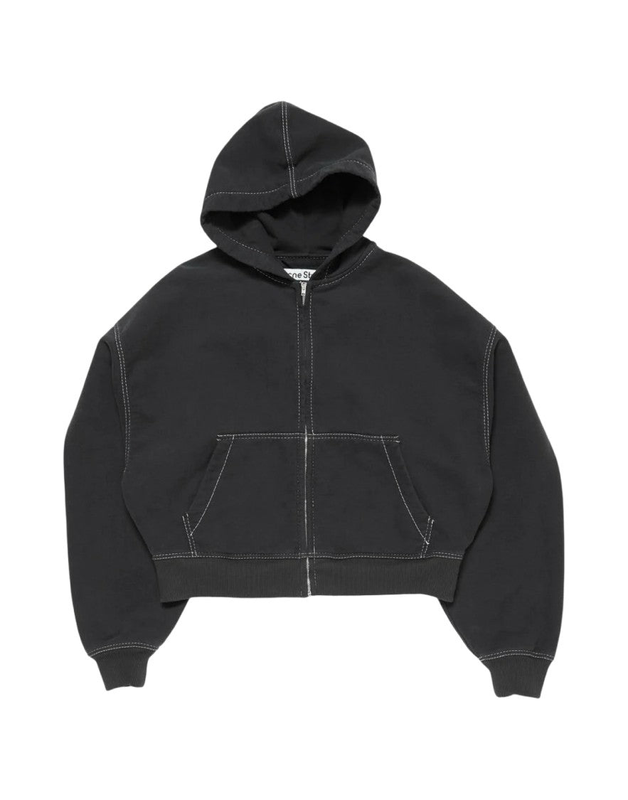 Acne Studios Cropped Zip-Up Hoodie With Contrasting Stitching And Hood