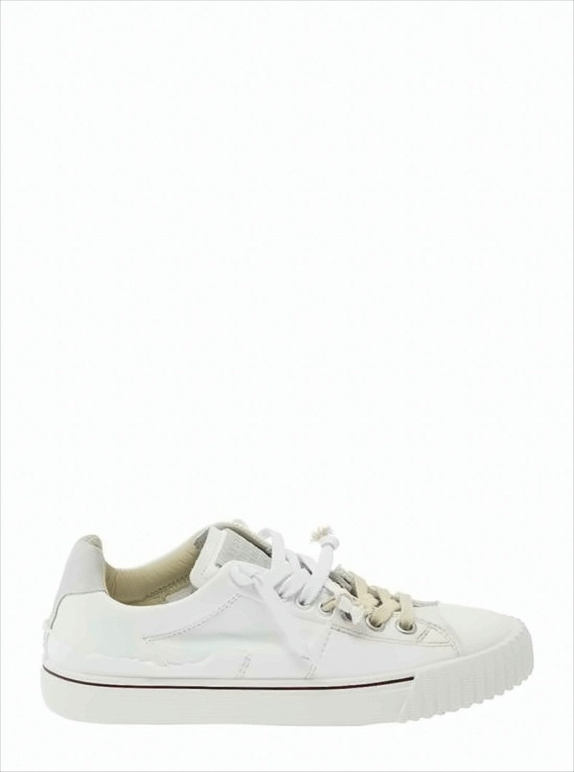 Maison Margiela Low-Top Sneakers With Calfskin Leather And Canvas Combination