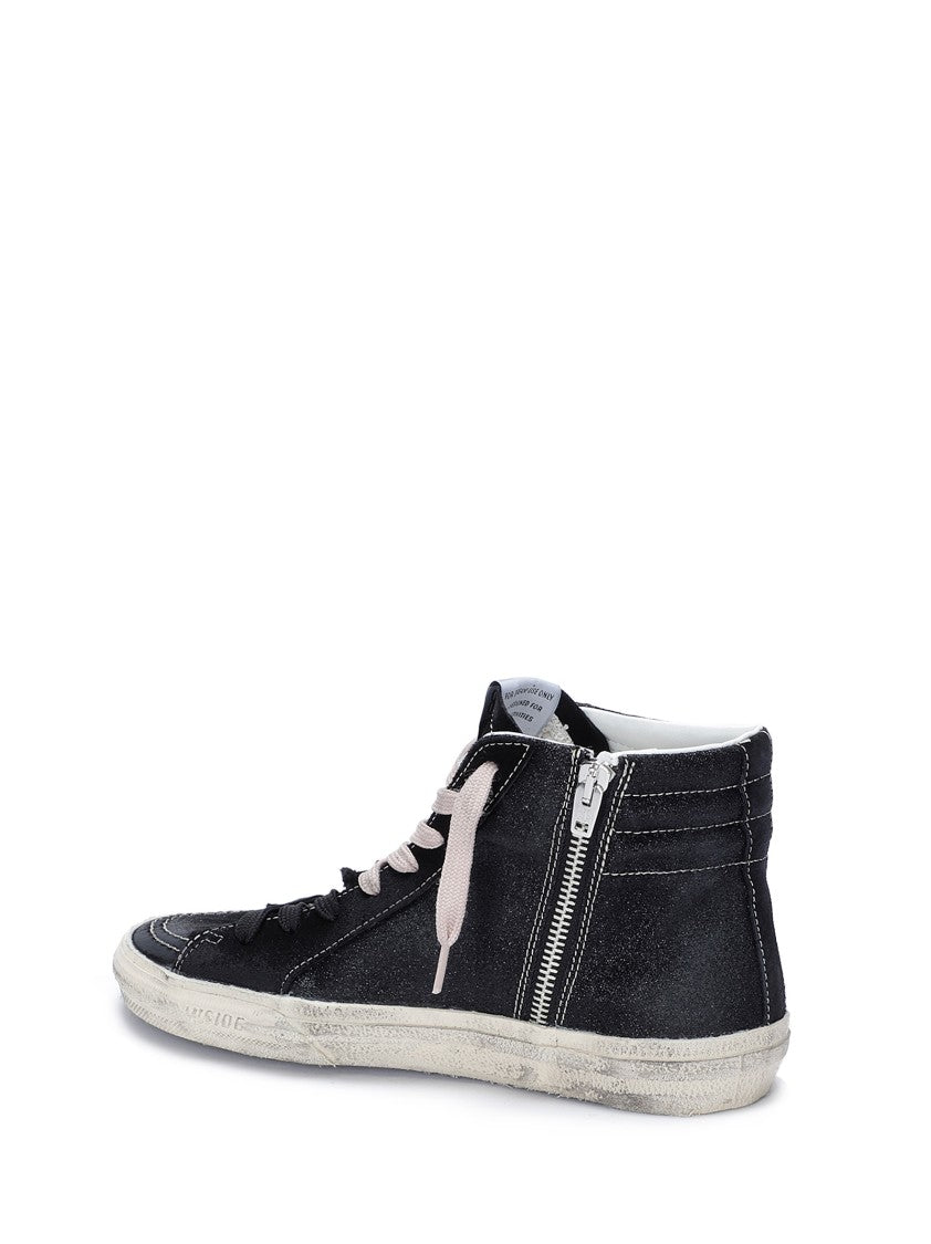 Golden Goose Black Glittery Slide Classic Sneakers