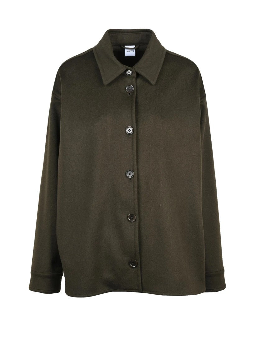 Aspesi Boxy Button-Down Wool Coat With Functional Pockets