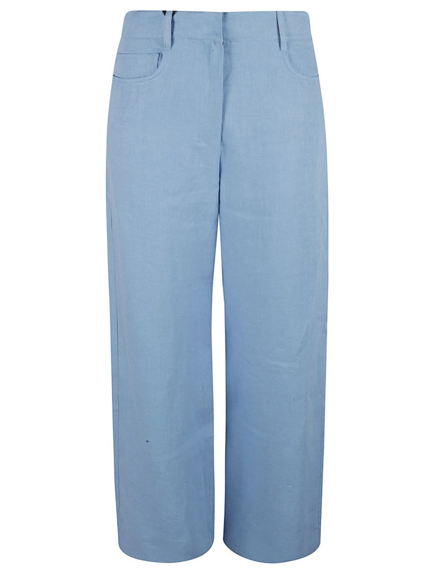 Max Mara Wide-Leg Flaxlinen Trousers With Tailored Waistband