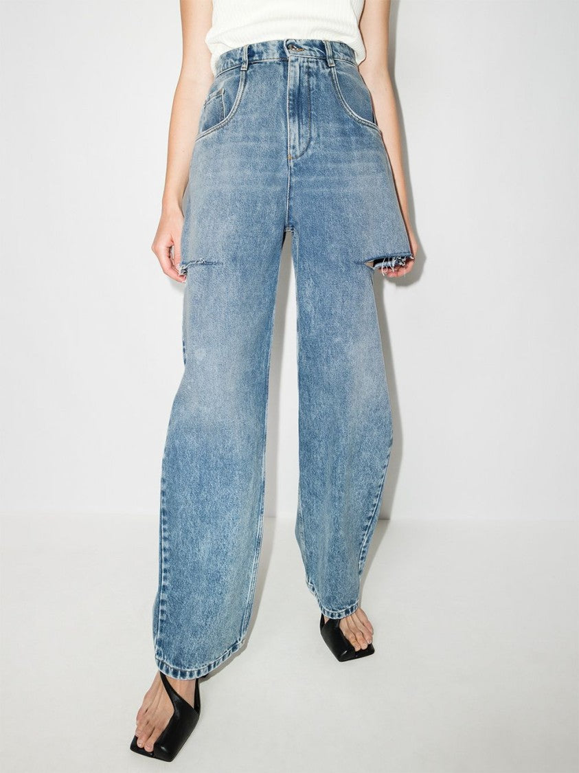 Maison Margiela Black Wide-Leg Denim Cut-Out Jeans