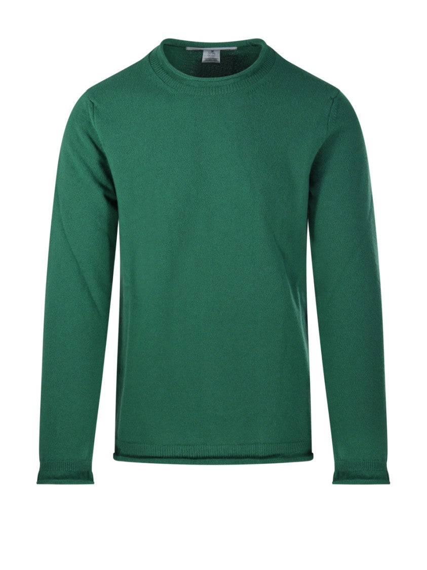Comme Des Garçons Long-Sleeve Deep Green Wool Shirt With Ribbed Detailing