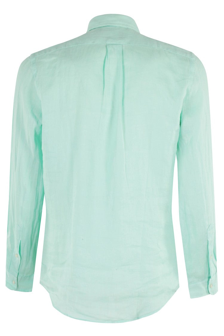 Polo Ralph Lauren Teal Linen Sport Shirt With Embroidered Logo