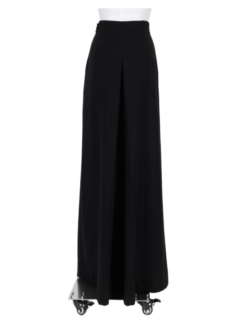 Alberta Ferretti Wide-Leg High-Waist Central Pleat Flannel Formal Pants
