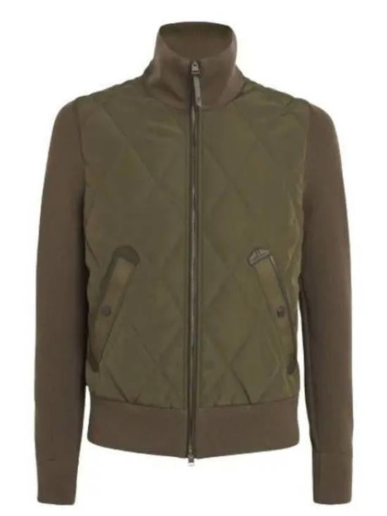 Tom Ford Quilted Green Jacket With High Collar And Flap Pockets