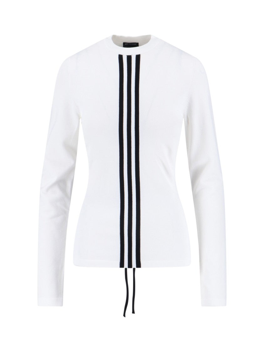 Y-3 Contrasting Stripe Round Neck Long Sleeve Top