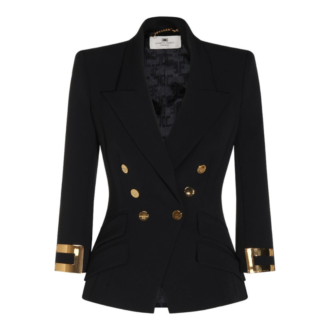 Elisabetta Franchi Double-Breasted Tailored Jacket With Gold Accents