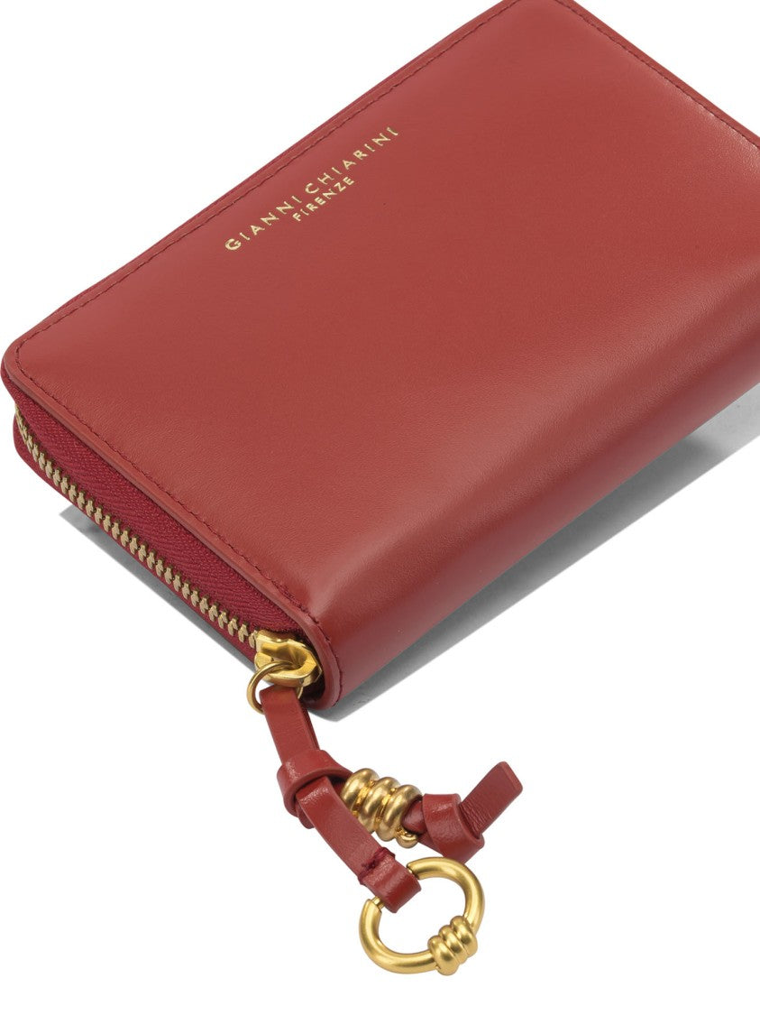Gianni Chiarini Red Leather Wallet With Zip-Around Closure