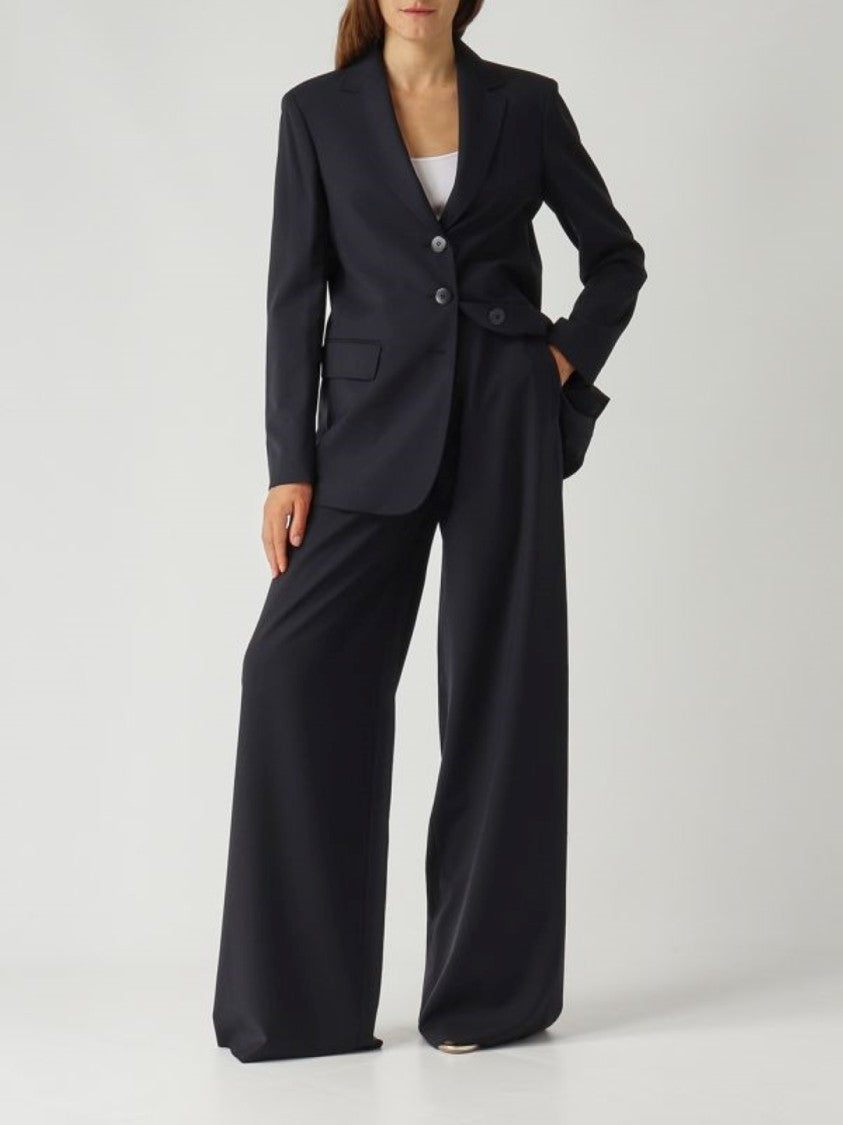 Max Mara Tailored Blue Wool Blazer With Notched Lapel