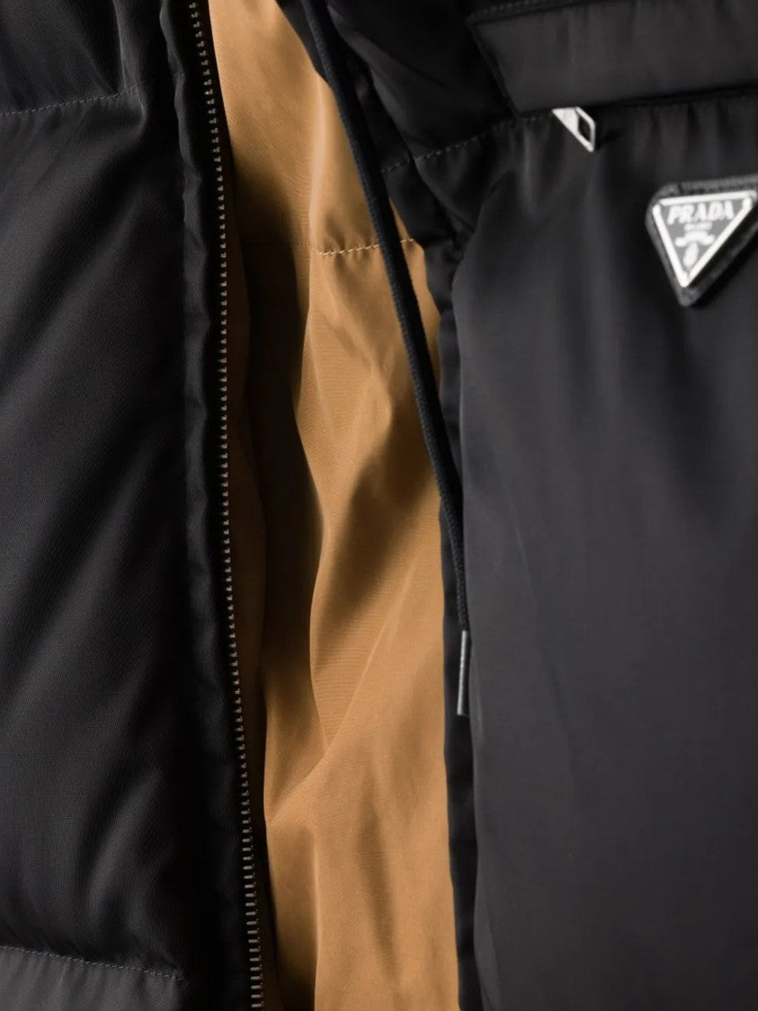Prada Cropped Puffer Jacket With Contrasting Interior Lining