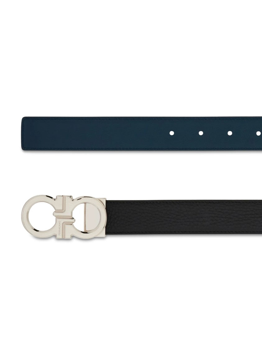 Ferragamo Double-Adjustable Calf Leather Belt With Distinctive Buckle
