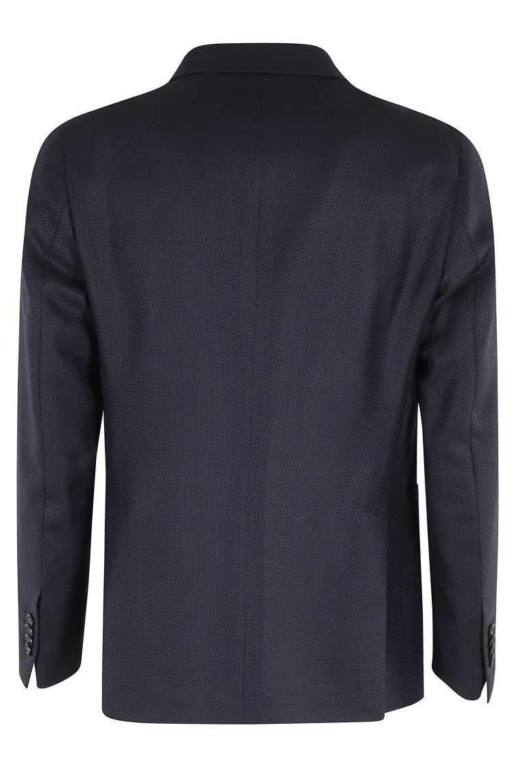 Tagliatore Blue Hopsack Virgin Wool Blazer