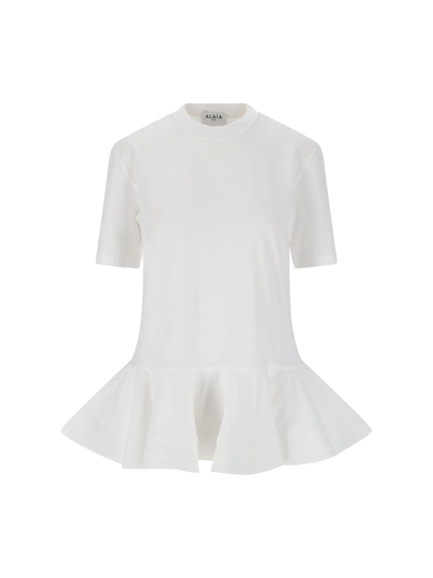 Alaïa Peplum T-Shirt With Draped Hem Detail